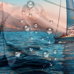 Waterproof Outdoor Curtain Privacy, Sliding Patio Curtain Drapes, Pergola Curtains Grommet 3D Ocean Boat Landscape For Gazebo, Balcony, Porch, Party, 1 Panel