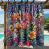 Waterproof Outdoor Curtain Privacy, Sliding Patio Curtain Drapes, Pergola Curtains Grommet 3D Summer Floral Landscape For Gazebo, Balcony, Porch, Party, 1 Panel
