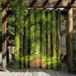 Waterproof Outdoor Curtain Privacy, Outdoor Shades, Sliding Patio Curtain Drapes, Pergola Curtains Grommet Forest For Gazebo, Balcony, Porch, Party