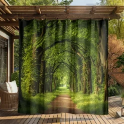 Waterproof Outdoor Curtain Privacy, Outdoor Shades, Sliding Patio Curtain Drapes, Pergola Curtains Grommet Forest For Gazebo, Balcony, Porch, Party