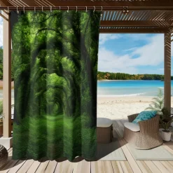 Waterproof Outdoor Curtain Privacy, Outdoor Shades, Sliding Patio Curtain Drapes, Pergola Curtains Grommet Forest For Gazebo, Balcony, Porch, Party