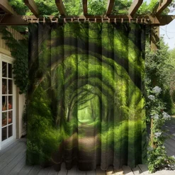 Waterproof Outdoor Curtain Privacy, Outdoor Shades, Sliding Patio Curtain Drapes, Pergola Curtains Grommet Forest For Gazebo, Balcony, Porch, Party