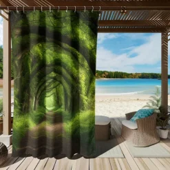 Waterproof Outdoor Curtain Privacy, Outdoor Shades, Sliding Patio Curtain Drapes, Pergola Curtains Grommet Forest For Gazebo, Balcony, Porch, Party