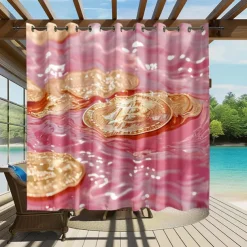 Waterproof Outdoor Curtain Privacy, Outdoor Shades, Sliding Patio Curtain Drapes, Pergola Curtains Grommet Forest For Gazebo, Balcony, Porch, Party