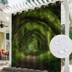 Waterproof Outdoor Curtain Privacy, Outdoor Shades, Sliding Patio Curtain Drapes, Pergola Curtains Grommet Forest For Gazebo, Balcony, Porch, Party