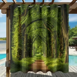 Waterproof Outdoor Curtain Privacy, Outdoor Shades, Sliding Patio Curtain Drapes, Pergola Curtains Grommet Forest For Gazebo, Balcony, Porch, Party
