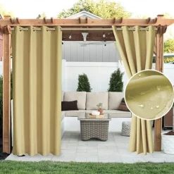 Waterproof Outdoor Curtain Privacy, Sliding Patio Curtain Farmhouse Drapes, Pergola Curtains Grommet For Gazebo, Balcony, Porch, Party, Hotel, 1 Panel