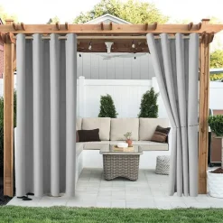 Waterproof Outdoor Curtain Privacy, Sliding Patio Curtain Farmhouse Drapes, Pergola Curtains Grommet For Gazebo, Balcony, Porch, Party, Hotel, 1 Panel