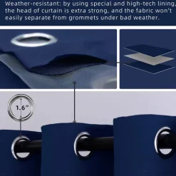 Waterproof Outdoor Curtain Privacy, Sliding Patio Curtain Farmhouse Drapes, Pergola Curtains Grommet For Gazebo, Balcony, Porch, Party, Hotel, 1 Panel