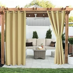 Waterproof Outdoor Curtain Privacy, Sliding Patio Curtain Farmhouse Drapes, Pergola Curtains Grommet For Gazebo, Balcony, Porch, Party, Hotel, 1 Panel
