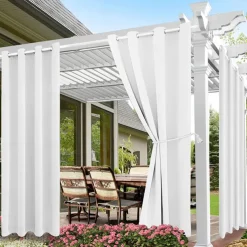 Waterproof Outdoor Curtain Privacy, Sliding Patio Curtain Farmhouse Drapes, Pergola Curtains Grommet For Gazebo, Balcony, Porch, Party, Hotel, 1 Panel
