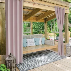 Waterproof Outdoor Curtain Privacy, Sliding Patio Curtain Farmhouse Drapes, Pergola Curtains Grommet For Gazebo, Balcony, Porch, Party, Hotel, 1 Panel