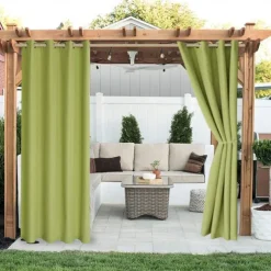 Waterproof Outdoor Curtain Privacy, Sliding Patio Curtain Farmhouse Drapes, Pergola Curtains Grommet For Gazebo, Balcony, Porch, Party, Hotel, 1 Panel
