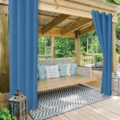 Waterproof Outdoor Curtain Privacy, Sliding Patio Curtain Farmhouse Drapes, Pergola Curtains Grommet For Gazebo, Balcony, Porch, Party, Hotel, 1 Panel