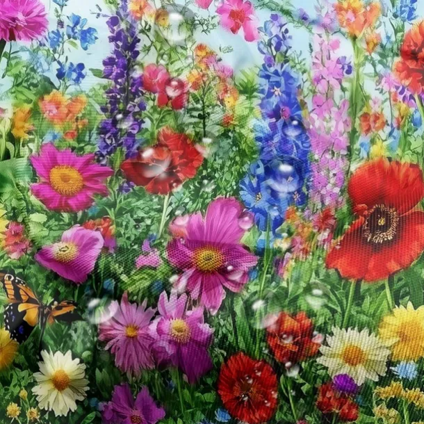 Waterproof Outdoor Curtain Privacy, Sliding Patio Curtain Drapes, Pergola Curtains Grommet 3D Summer Floral Landscape For Gazebo, Balcony, Porch, Party, 1 Panel