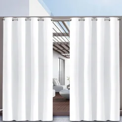 Waterproof Outdoor Curtain Privacy, Sliding Patio Curtain Farmhouse Drapes, Pergola Curtains Grommet For Gazebo, Balcony, Porch, Party, Hotel, 1 Panel