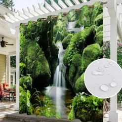 Waterproof Outdoor Curtain Privacy, Sliding Patio Beach Curtain Drapes , Pergola Curtains Grommet For Gazebo, Balcony, Porch, Party, Hotel, 1 Panel