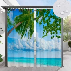 Waterproof Outdoor Curtain Privacy, Sliding Patio Beach Curtain Drapes , Pergola Curtains Grommet For Gazebo, Balcony, Porch, Party, Hotel, 1 Panel