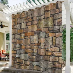 Waterproof Outdoor Curtain Privacy, Outdoor Shades, Sliding Patio Curtain Drapes, Pergola Curtains Grommet Brick Wall For Gazebo, Balcony, Porch, Party