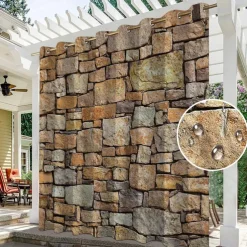 Waterproof Outdoor Curtain Privacy, Outdoor Shades, Sliding Patio Curtain Drapes, Pergola Curtains Grommet Brick Wall For Gazebo, Balcony, Porch, Party