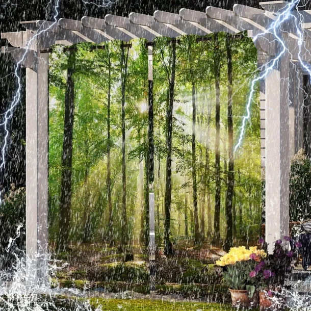 Waterproof Outdoor Curtain Privacy, Sliding Patio Curtain Drapes, Pergola Curtains Grommet 3D Forest Landscape For Gazebo, Balcony, Porch, Party, 1 Panel