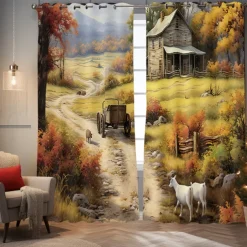 Waterproof Outdoor Curtain Privacy, Landscape Sliding Patio Curtain Drapes, Pergola Curtains Grommet For Gazebo, Balcony, Porch, Party