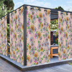 Waterproof Outdoor Curtain Privacy, Sliding Patio Curtain Drapes, Pergola Curtains Grommet Rainbow Color For Gazebo, Balcony, Porch, Party, 1 Panel