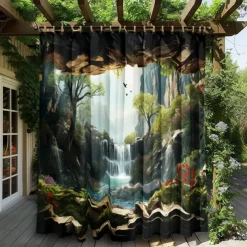 Waterproof Outdoor Curtain Privacy, Outdoor Shades, Sliding Patio Curtain Drapes, Pergola Curtains Grommet Forest Cascade For Gazebo, Balcony, Porch, Party