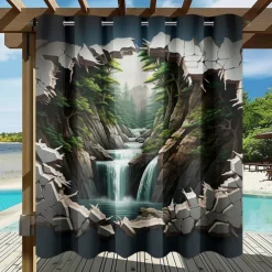 Waterproof Outdoor Curtain Privacy, Outdoor Shades, Sliding Patio Curtain Drapes, Pergola Curtains Grommet Forest Cascade For Gazebo, Balcony, Porch, Party
