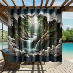 Waterproof Outdoor Curtain Privacy, Outdoor Shades, Sliding Patio Curtain Drapes, Pergola Curtains Grommet Forest Cascade For Gazebo, Balcony, Porch, Party