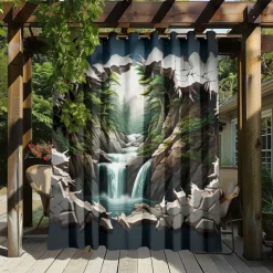 Waterproof Outdoor Curtain Privacy, Outdoor Shades, Sliding Patio Curtain Drapes, Pergola Curtains Grommet Forest Cascade For Gazebo, Balcony, Porch, Party