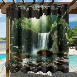 Waterproof Outdoor Curtain Privacy, Outdoor Shades, Sliding Patio Curtain Drapes, Pergola Curtains Grommet Forest Cascade For Gazebo, Balcony, Porch, Party