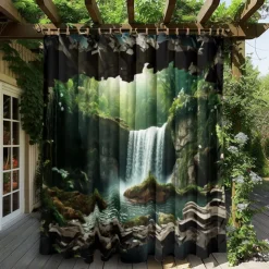 Waterproof Outdoor Curtain Privacy, Outdoor Shades, Sliding Patio Curtain Drapes, Pergola Curtains Grommet Forest Cascade For Gazebo, Balcony, Porch, Party