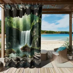 Waterproof Outdoor Curtain Privacy, Outdoor Shades, Sliding Patio Curtain Drapes, Pergola Curtains Grommet Forest Cascade For Gazebo, Balcony, Porch, Party