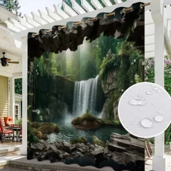 Waterproof Outdoor Curtain Privacy, Outdoor Shades, Sliding Patio Curtain Drapes, Pergola Curtains Grommet Forest Cascade For Gazebo, Balcony, Porch, Party