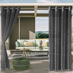 Waterproof Outdoor Curtain Privacy, Sliding Patio Curtain Farmhouse Drapes, Pergola Curtains Grommet For Gazebo, Balcony, Porch, Party, Hotel, 1 Panel