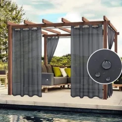Waterproof Outdoor Curtain Privacy, Sliding Patio Curtain Farmhouse Drapes, Pergola Curtains Grommet For Gazebo, Balcony, Porch, Party, Hotel, 1 Panel