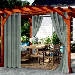 Waterproof Outdoor Curtain Privacy, Sliding Patio Curtain Farmhouse Drapes, Pergola Curtains Grommet For Gazebo, Balcony, Porch, Party, Hotel, 1 Panel