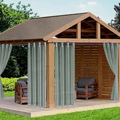 Waterproof Outdoor Curtain Privacy, Sliding Patio Curtain Farmhouse Drapes, Pergola Curtains Grommet For Gazebo, Balcony, Porch, Party, Hotel, 1 Panel