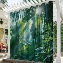 Waterproof Outdoor Curtain Privacy, Outdoor Shades, Sliding Patio Curtain Drapes, Pergola Curtains Grommet Forest Birds For Gazebo, Balcony, Porch, Party