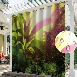 Waterproof Outdoor Curtain Privacy, Outdoor Shades, Sliding Patio Curtain Drapes, Pergola Curtains Grommet Forest Birds For Gazebo, Balcony, Porch, Party