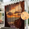 Waterproof Outdoor Curtain Privacy, Sliding Patio Curtain Drapes, Pergola Curtains Grommet 3D Ocean Cave Landscape For Gazebo, Balcony, Porch, Party, 1 Panel