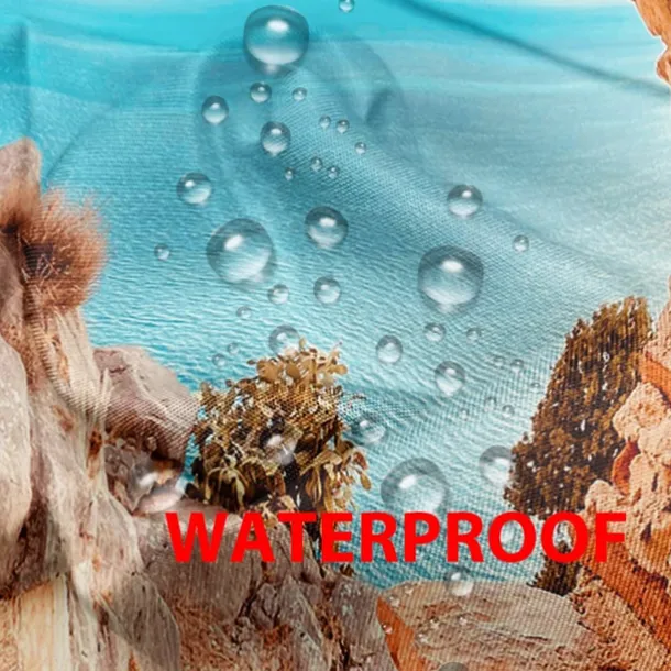 Waterproof Outdoor Curtain Privacy, Sliding Patio Curtain Drapes, Pergola Curtains Grommet 3D Ocean Cave Landscape For Gazebo, Balcony, Porch, Party, 1 Panel