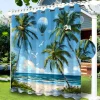 Waterproof Outdoor Curtain Privacy, Sliding Patio Curtain Drapes, Pergola Curtains Grommet Beach Palm Trees Landscape For Gazebo, Balcony, Porch, Party, 1 Panel