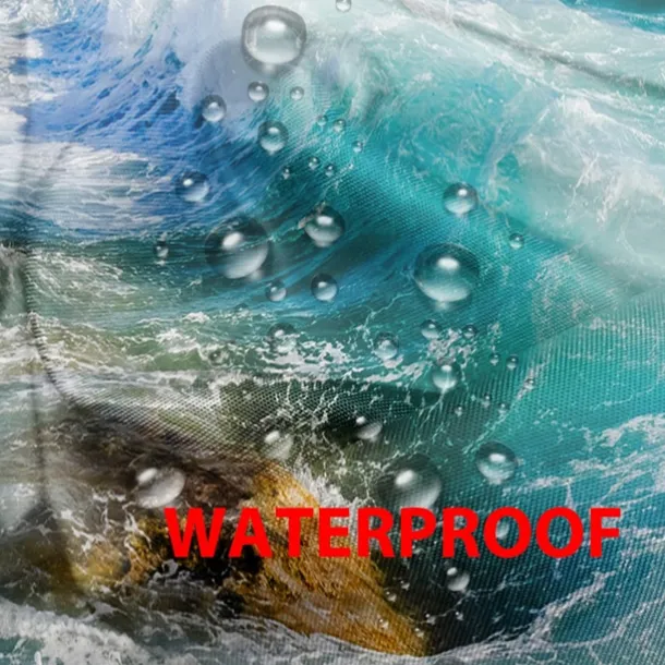 Waterproof Outdoor Curtain Privacy, Sliding Patio Curtain Drapes, Pergola Curtains Grommet 3D Ocean Wave Landscape For Gazebo, Balcony, Porch, Party, 1 Panel