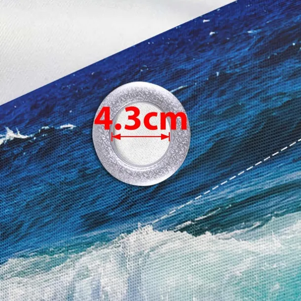 Waterproof Outdoor Curtain Privacy, Sliding Patio Curtain Drapes, Pergola Curtains Grommet 3D Ocean Wave Landscape For Gazebo, Balcony, Porch, Party, 1 Panel