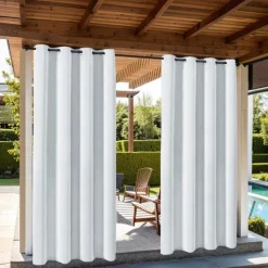 Waterproof Outdoor Curtain Privacy, Sliding Patio Curtain Farmhouse Drapes, Pergola Curtains Grommet For Gazebo, Balcony, Porch, Party, Hotel, 1 Panel