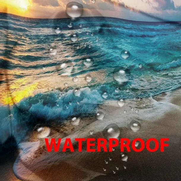 Waterproof Outdoor Curtain Privacy, Sliding Patio Curtain Drapes, Pergola Curtains Grommet 3D Summer Beach Ocean Landscape For Gazebo, Balcony, Porch, Party, 1 Panel