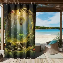 Waterproof Outdoor Curtain Privacy, Outdoor Shades, Sliding Patio Curtain Drapes, Pergola Curtains Grommet Mushroom Forest For Gazebo, Balcony, Porch, Party