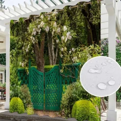 Waterproof Outdoor Curtain Privacy, Sliding Patio Curtain Drapes, Pergola Curtains Grommet 3D Forest Landscape For Gazebo, Balcony, Porch, Party, 1 Panel